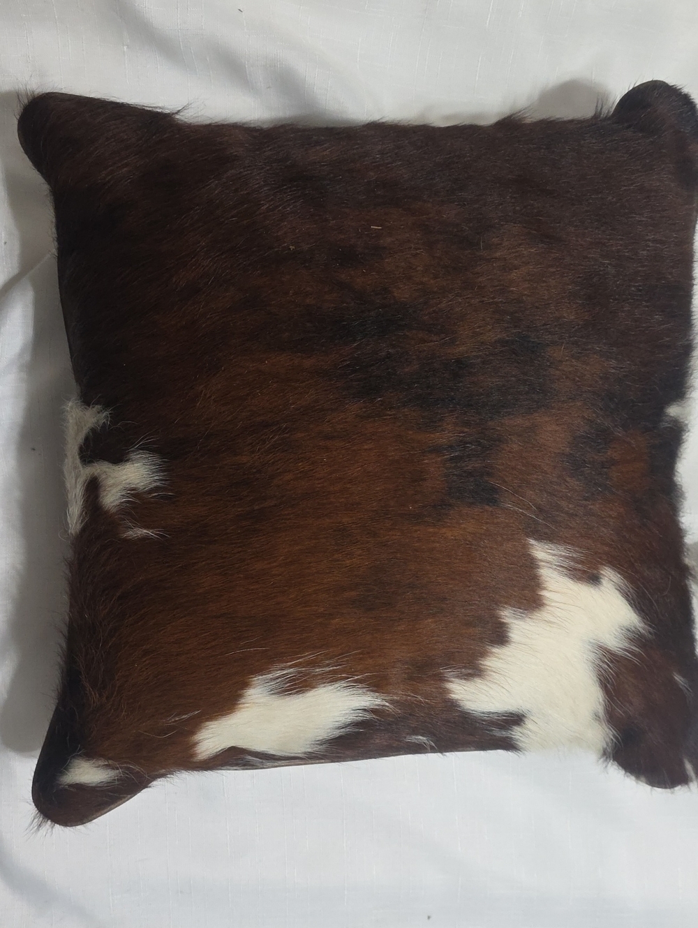 Brown and White Cowhide Accent Pillow - Unbranded